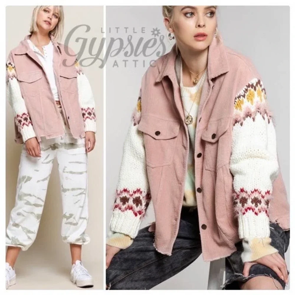 POL Winter Corduroy & Knit Sleeve Jacket - Picture 5 of 13